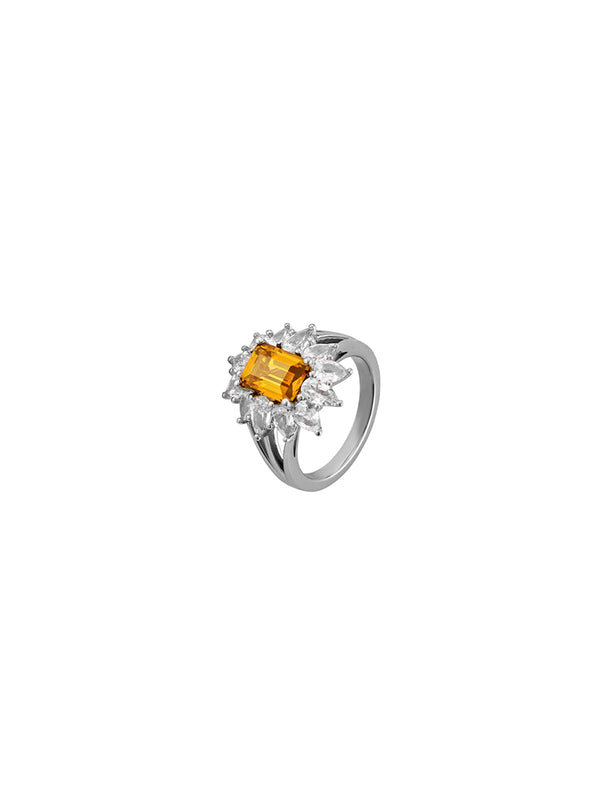 BENSON, LAB-GROWN YELLOW SAPPHIRE PINKY RING, SILVER