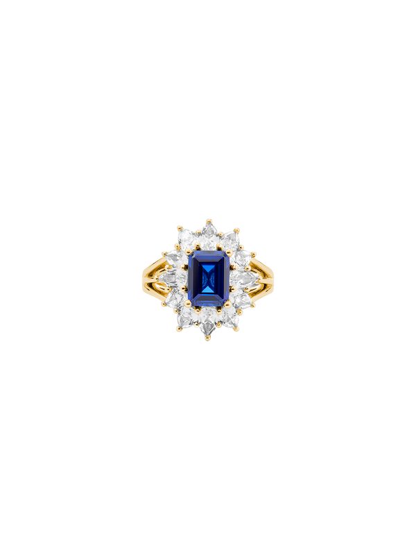 BENSON, LAB-GROWN BLUE SAPPHIRE PINKY RING, GOLD