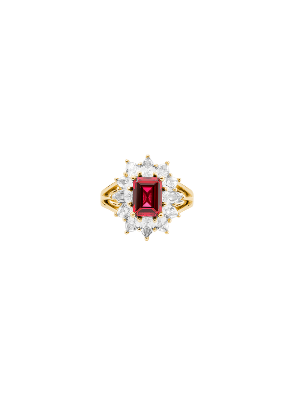 BENSON, LAB-GROWN RED SAPPHIRE PINKY RING, GOLD