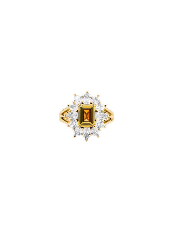 BENSON, LAB-GROWN YELLOW SAPPHIRE PINKY RING, GOLD