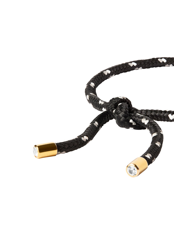 PARACORD NOIR ET BLANC TIE ANKLET, GOLD