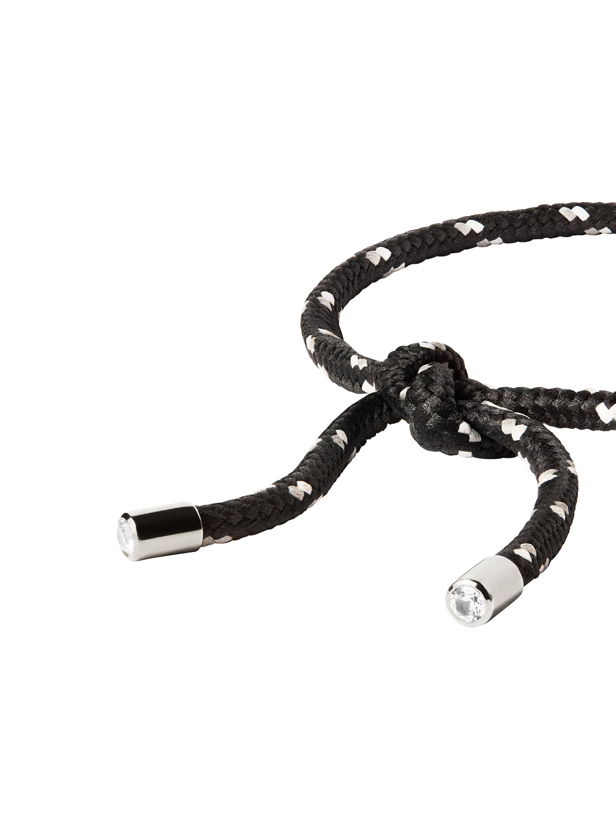 PARACORD NOIR ET BLANC TIE ANKLET, SILVER