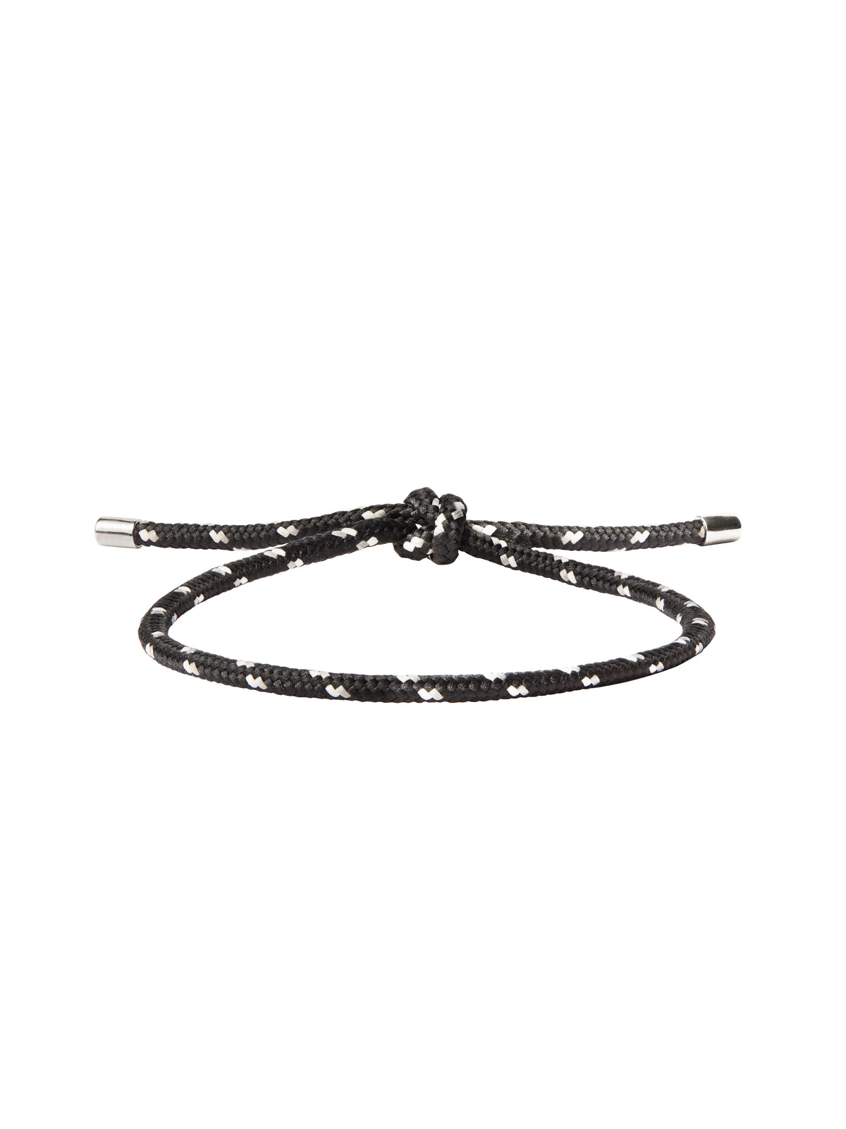 PARACORD NOIR ET BLANC TIE ANKLET, SILVER