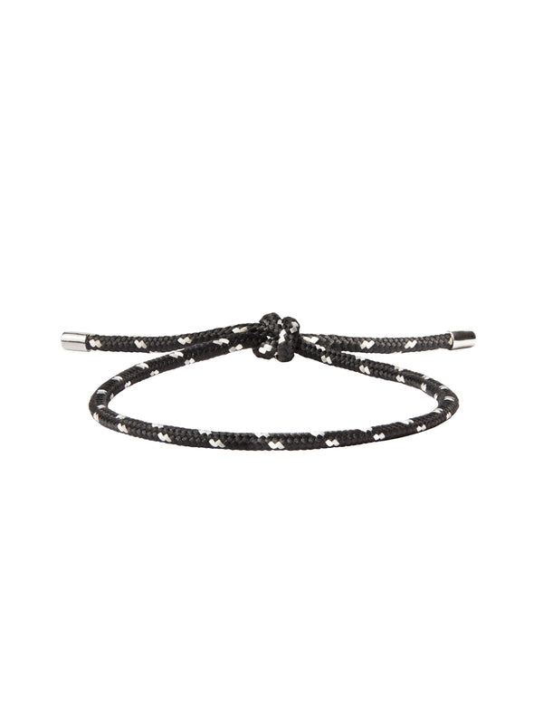 PARACORD NOIR ET BLANC TIE ANKLET, SILVER