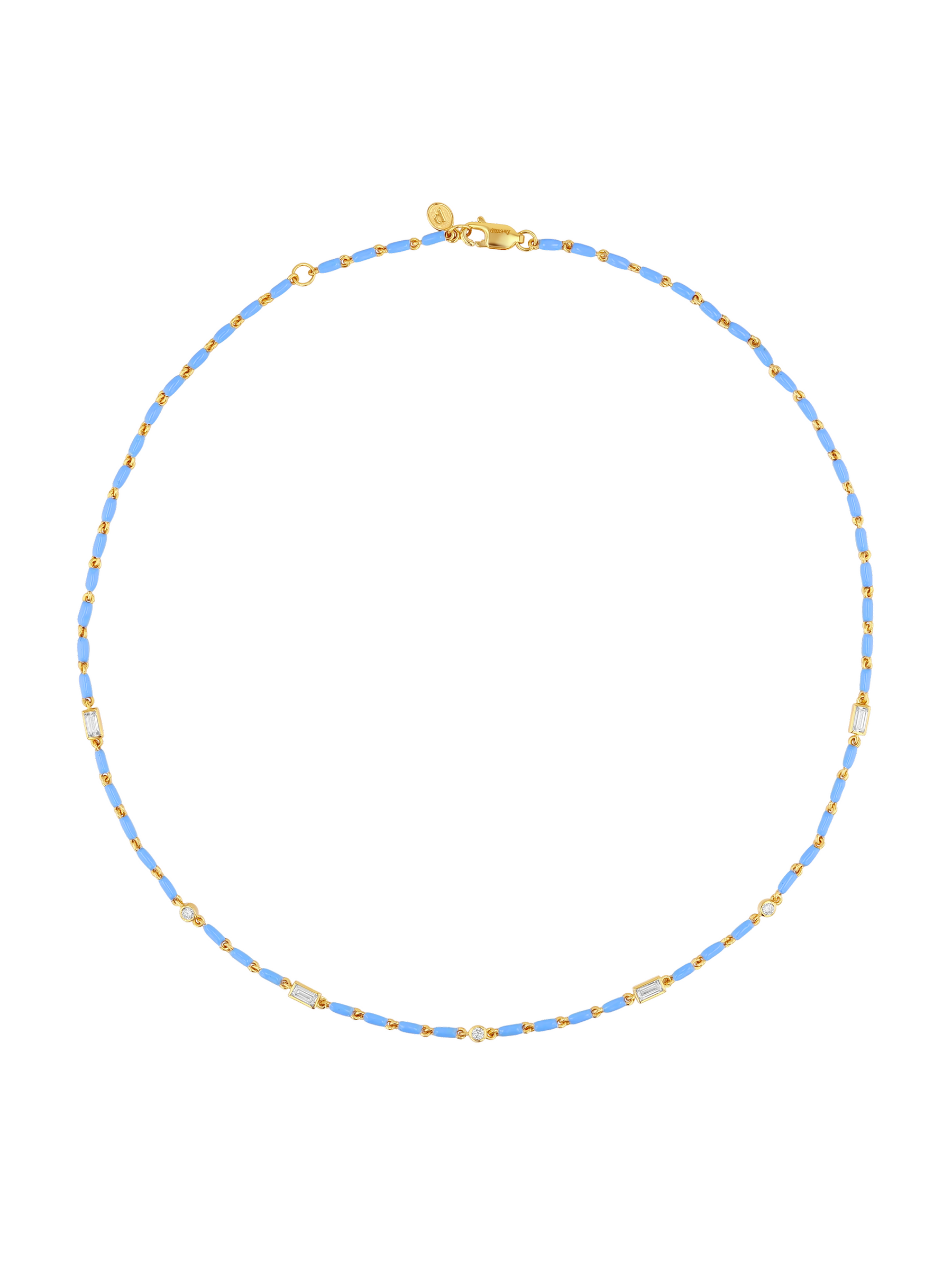 ENAMEL MOISSANITE NECKLACE IN BLEUET, 18K GOLD VERMEIL
