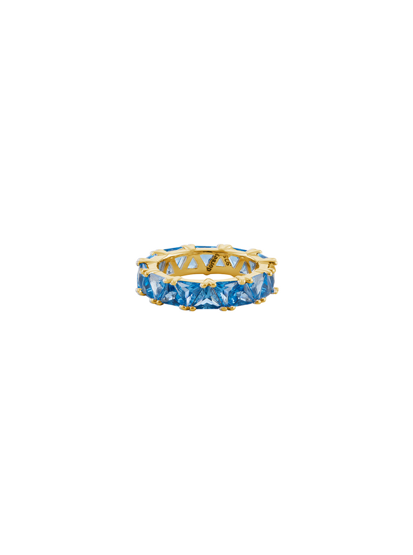 THEODORA DOUBLE TRILLION, LAB-GROWN BLUE TOPAZ SPINEL RING, GOLD