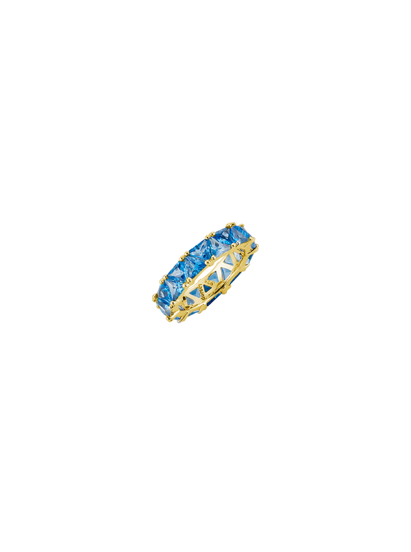 THEODORA DOUBLE TRILLION, LAB-GROWN BLUE TOPAZ SPINEL RING, GOLD