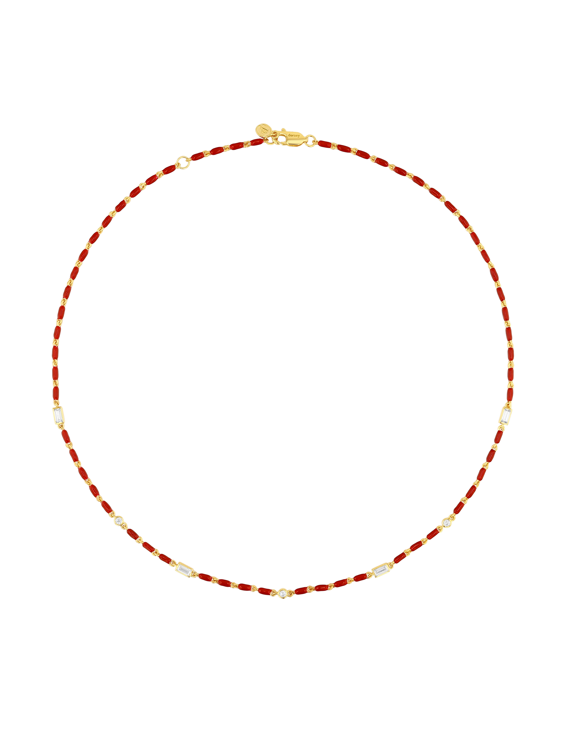 ENAMEL MOISSANITE NECKLACE IN BORDEAUX, 18K GOLD VERMEIL