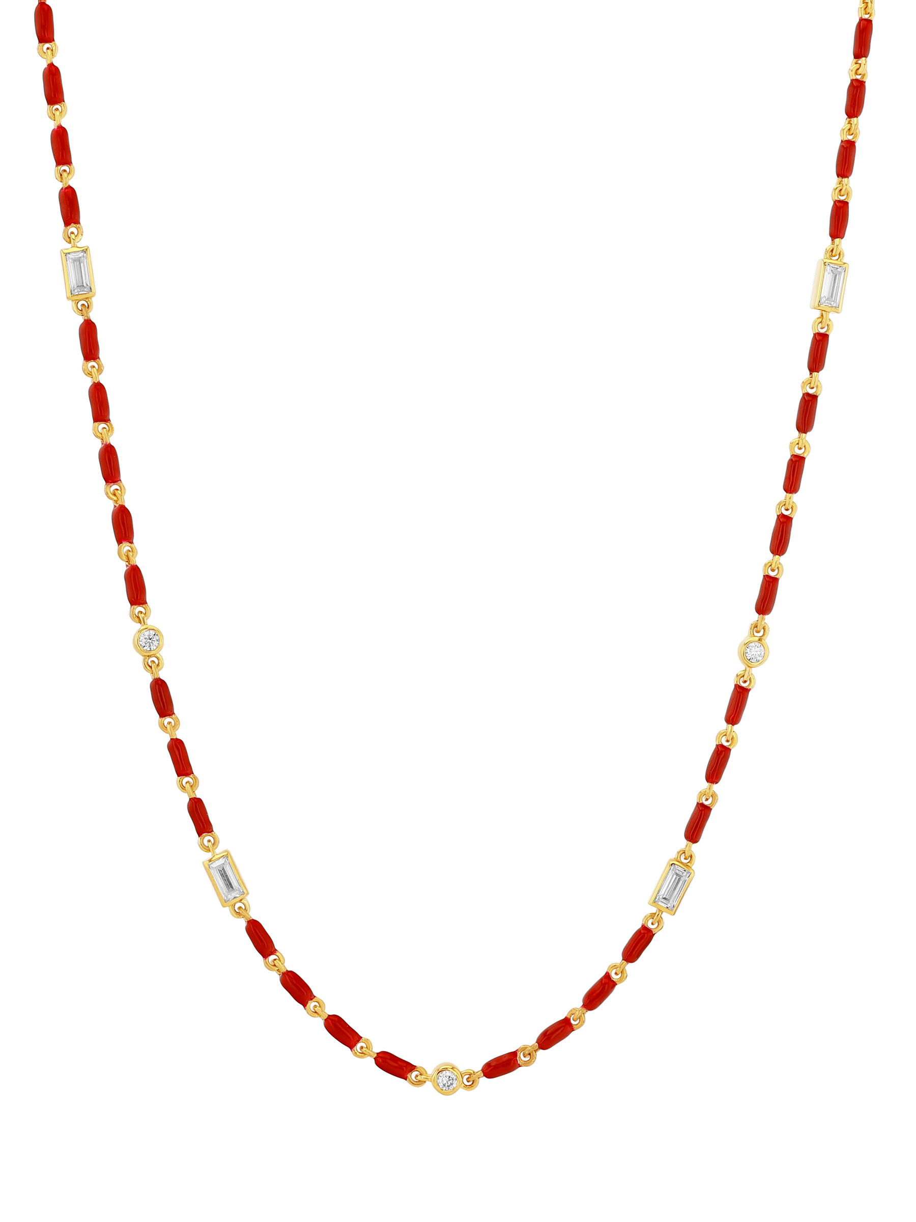ENAMEL MOISSANITE NECKLACE IN BORDEAUX, 18K GOLD VERMEIL