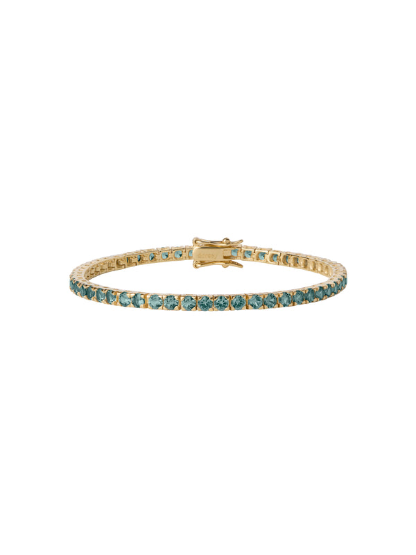 KATE ROUND CUT, 3MM LAB MOSS GREEN TOURMALINE RIVIÈRE BRACELET, GOLD
