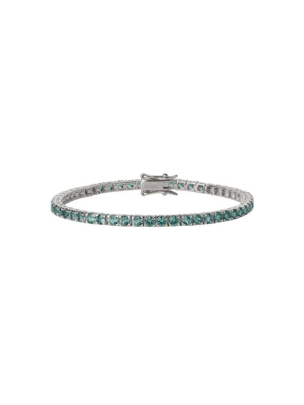 KATE ROUND CUT, 3MM LAB MOSS GREEN TOURMALINE RIVIÈRE BRACELET, SILVER