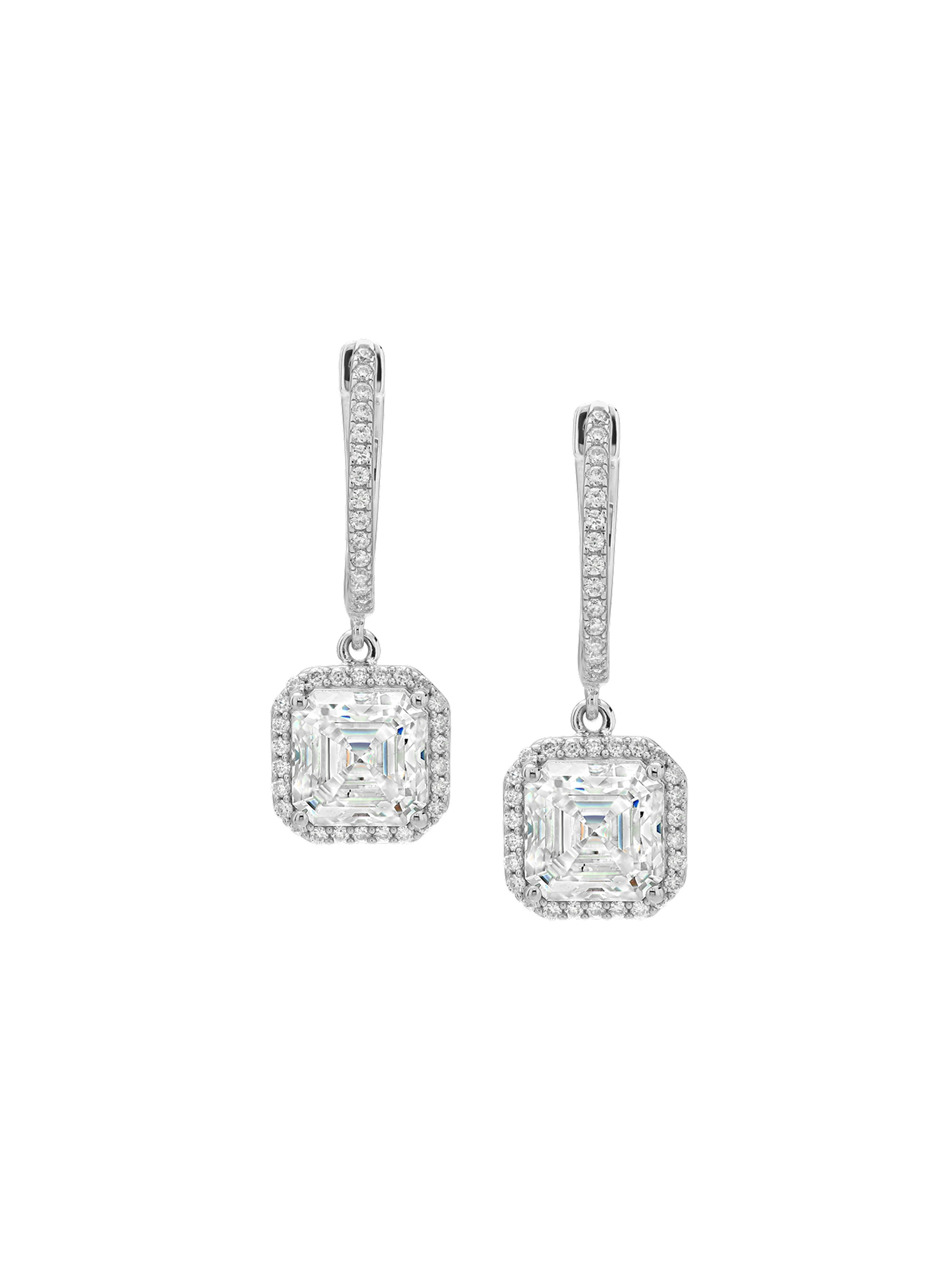 BRONWYN ASSCHER-CUT EARRINGS IN MOISSANITE, STERLING SILVER