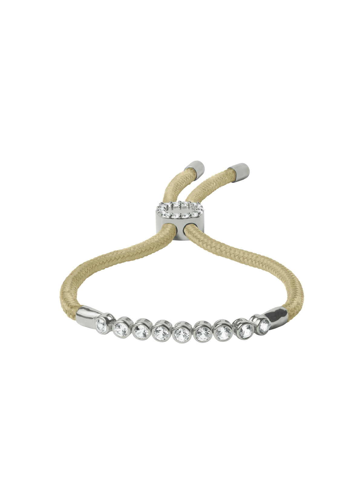 JAMES BEZEL KHAKI PARACORD BRACELET, SILVER