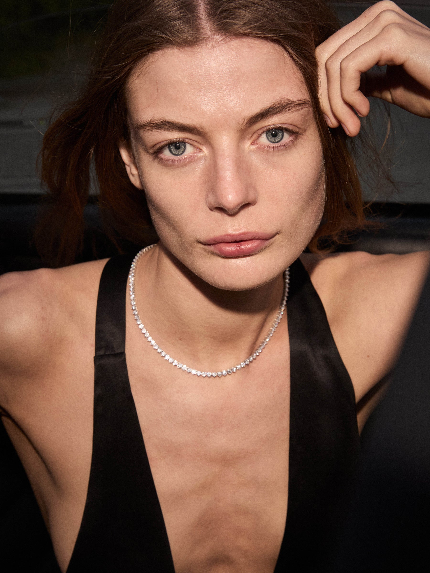BENNINGTON RIVIÈRE NECKLACE IN 3.5MM LAB DIAMOND, 14K YELLOW GOLD