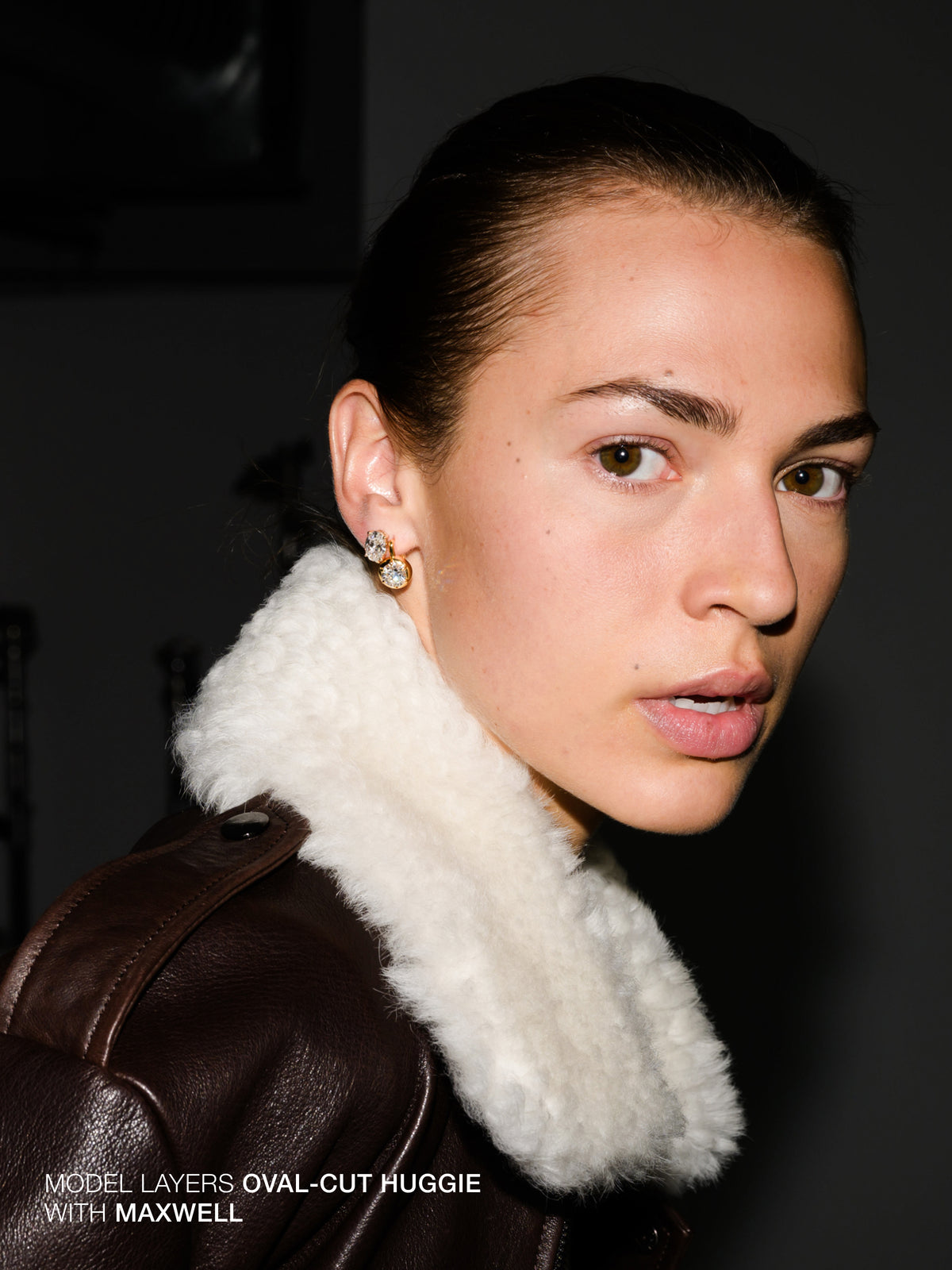 14K OVERSIZED OVAL-CUT HUGGIE IN LAB DIAMOND