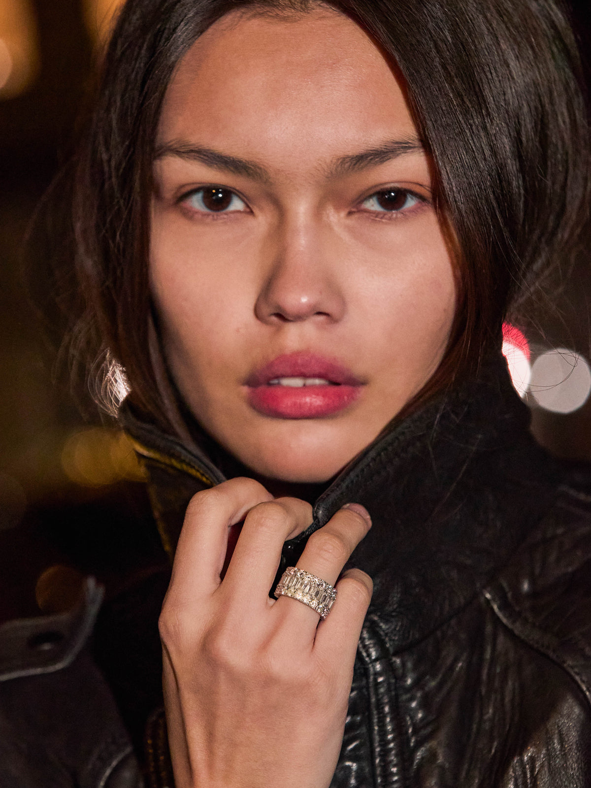 MAXIME THREE-ROW RING IN MOISSANITE