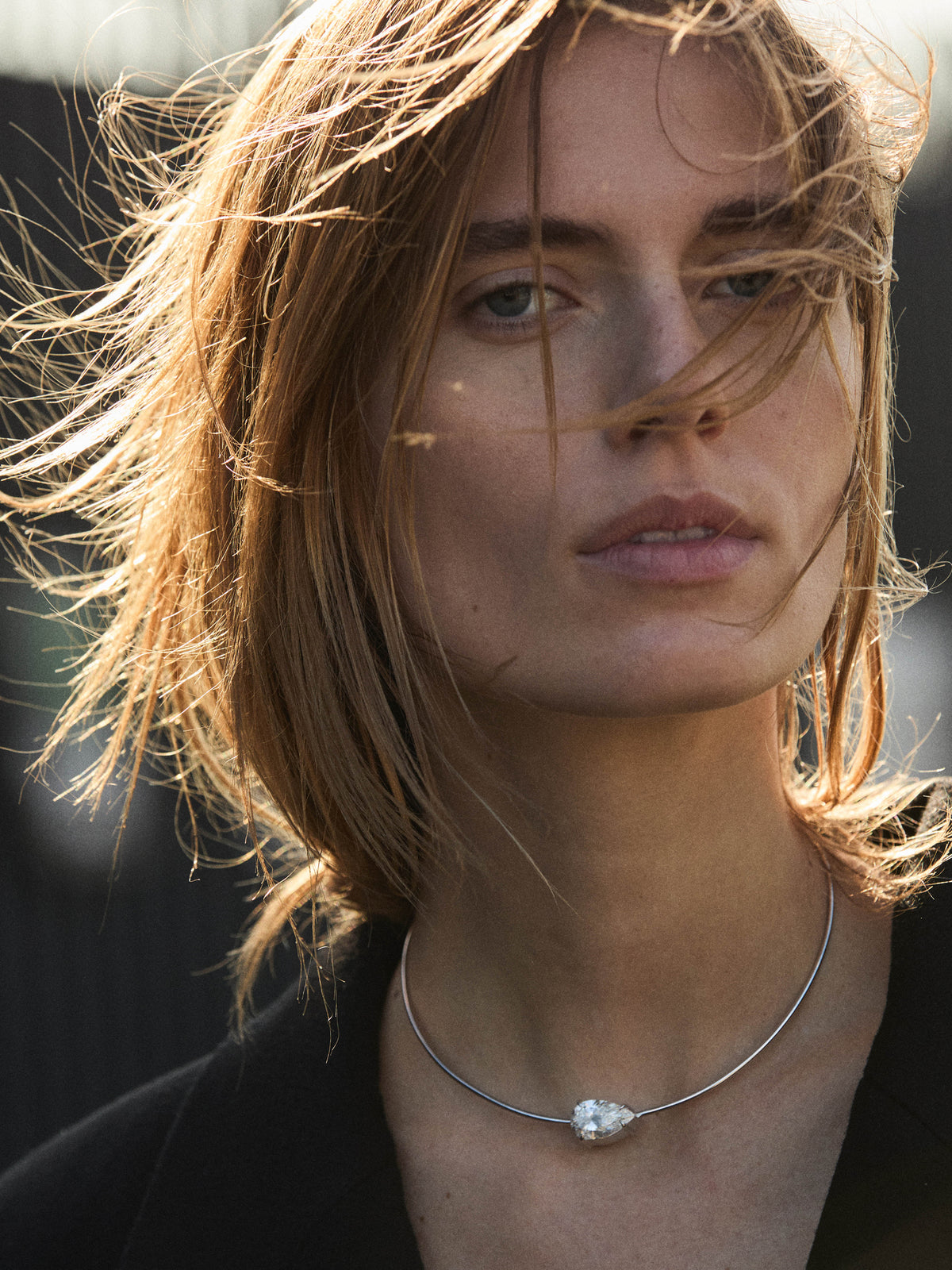 14K ROWE PEAR-CUT COLLAR IN 3 CTS LAB DIAMOND