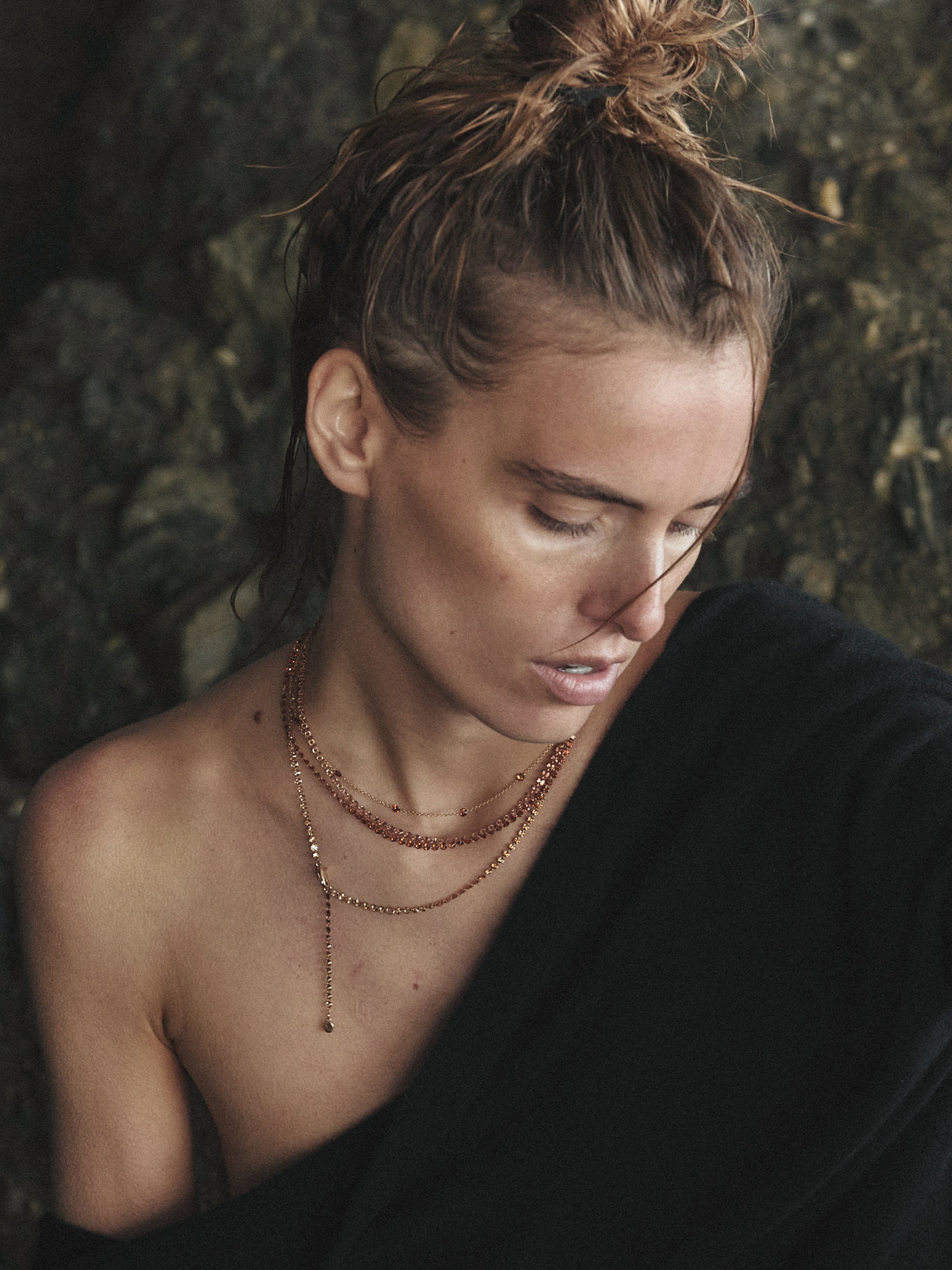14K FLOATING ETERNITY NECKLACE IN COGNAC LAB DIAMOND, 14K YELLOW
