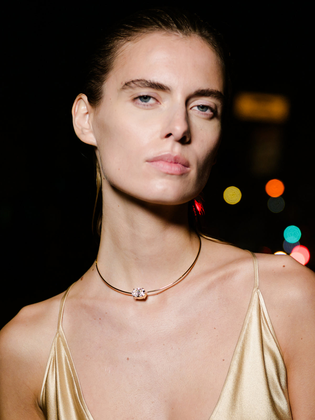 14K ROWE PEAR-CUT COLLAR IN 3 CTS LAB DIAMOND