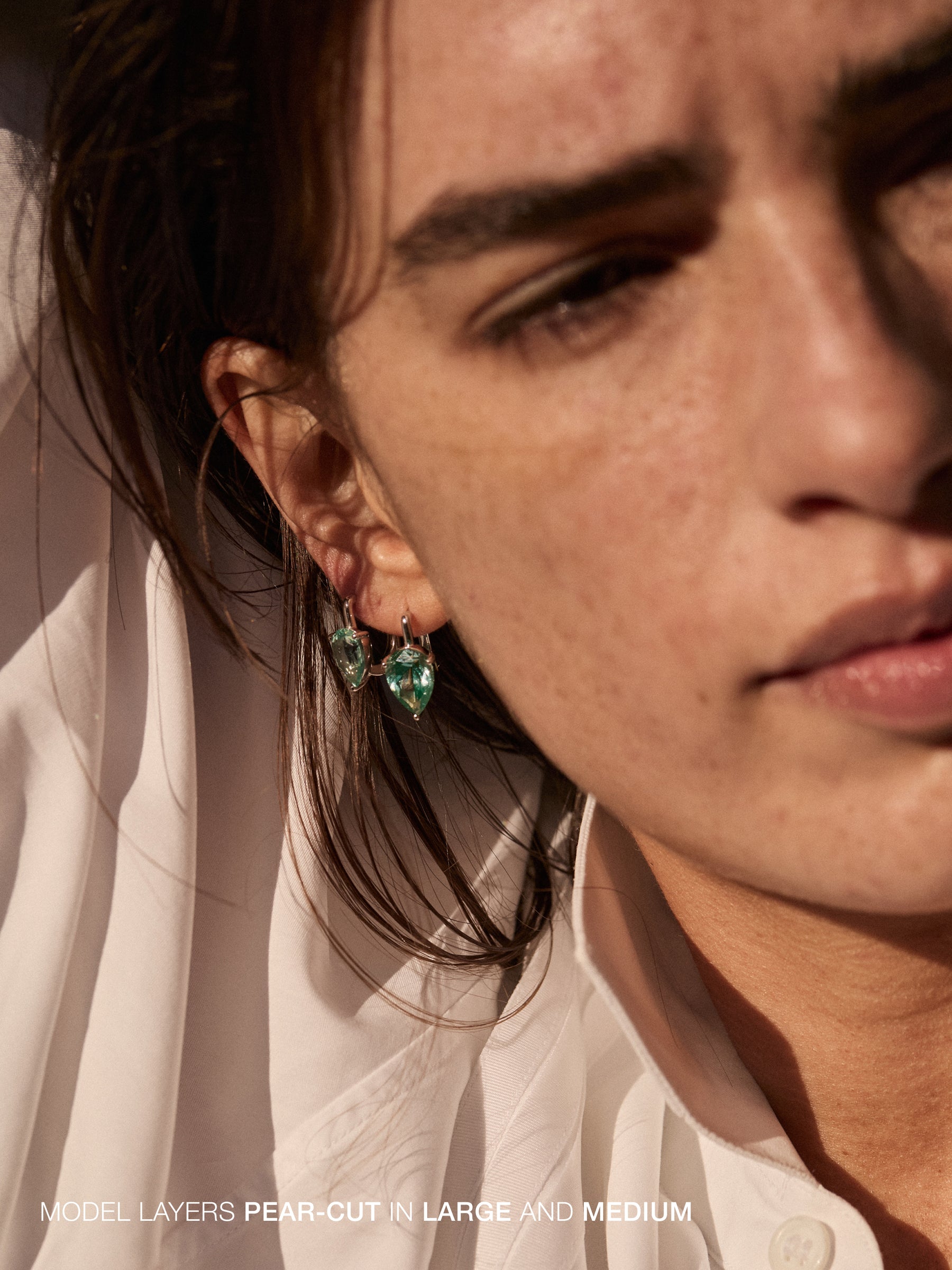 PORTER PEAR-CUT EARRINGS IN NANO AZURE, STERLING SILVER