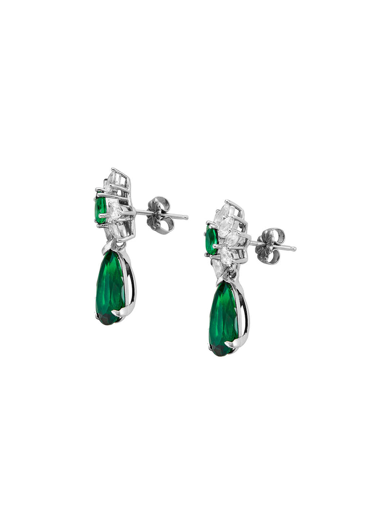 CECILE, LAB-GROWN WHITE SAPPHIRE AND EMERALD EARRINGS