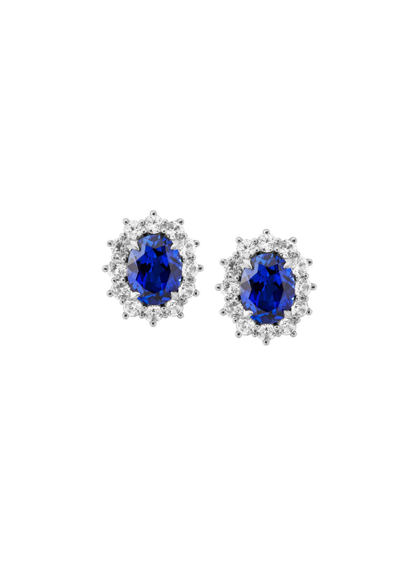 SPENCER, LAB-GROWN BLUE AND WHITE SAPPHIRE STUDS