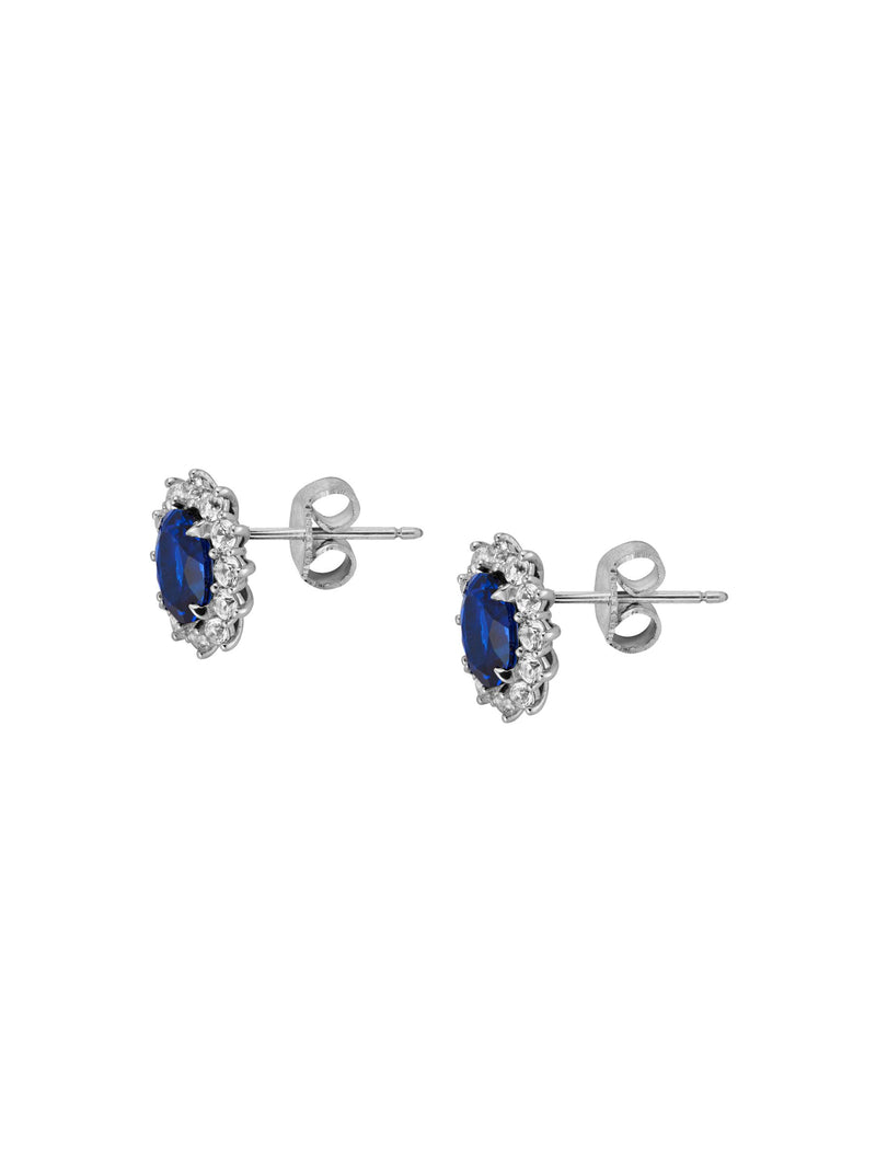 SPENCER, LAB-GROWN BLUE AND WHITE SAPPHIRE STUDS