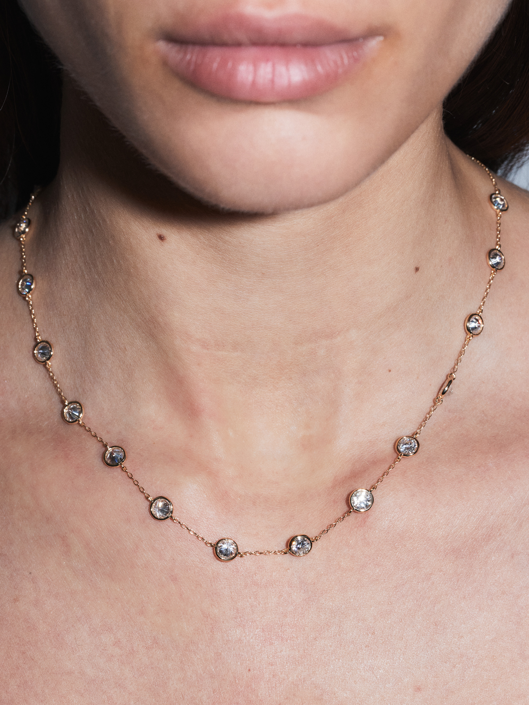 CLEMENCE NECKLACE IN 7.50CTS MOISSANITE, GOLD VERMEIL