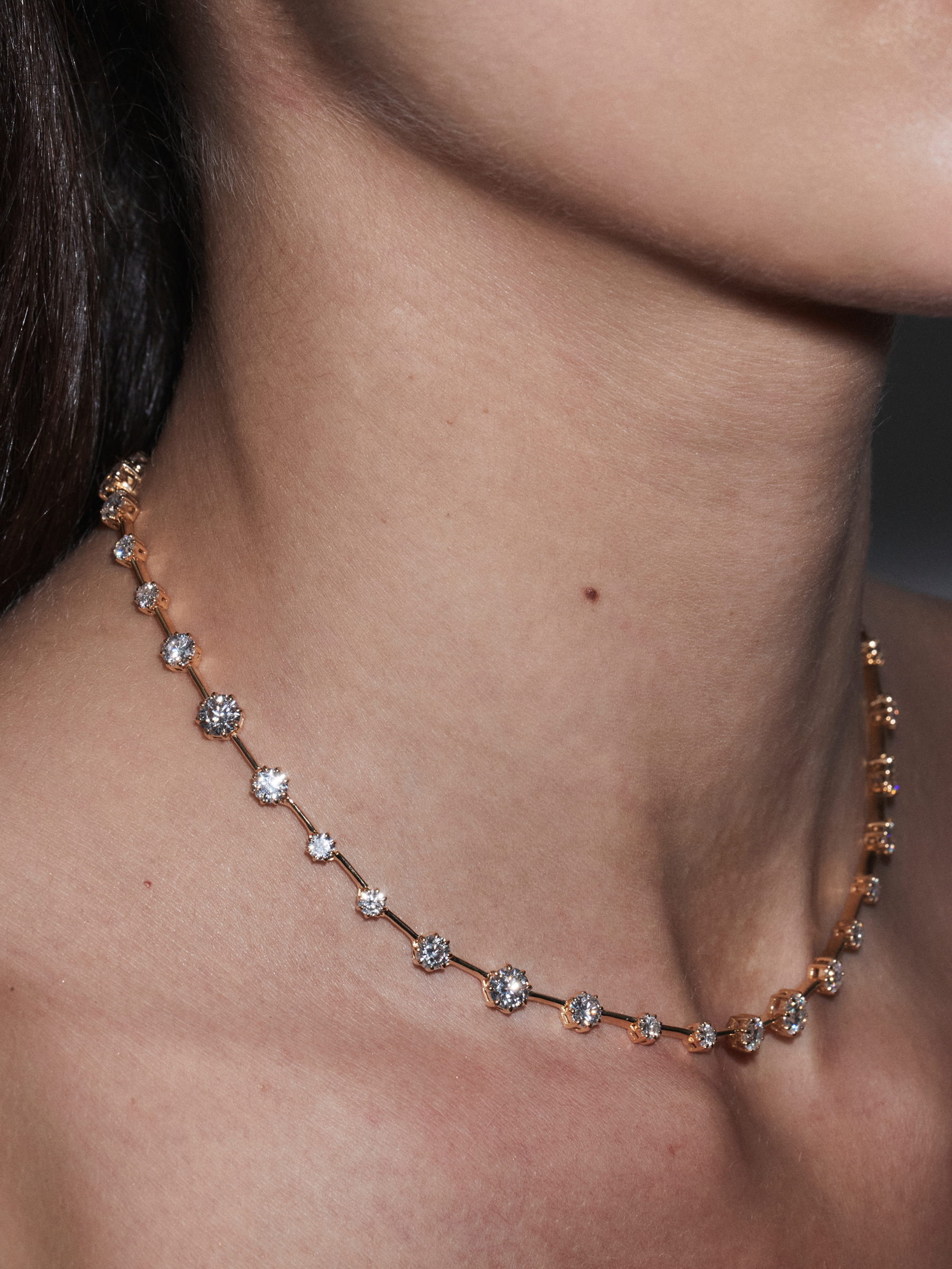 COLETTE RIVIÈRE NECKLACE IN MOISSANITE, GOLD VERMEIL