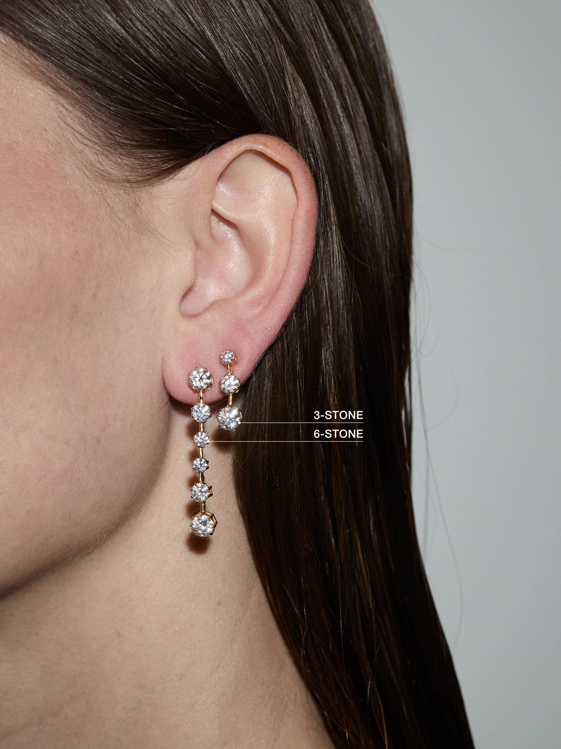 COLETTE 6-STONE DROP EARRINGS IN MOISSANITE, GOLD VERMEIL