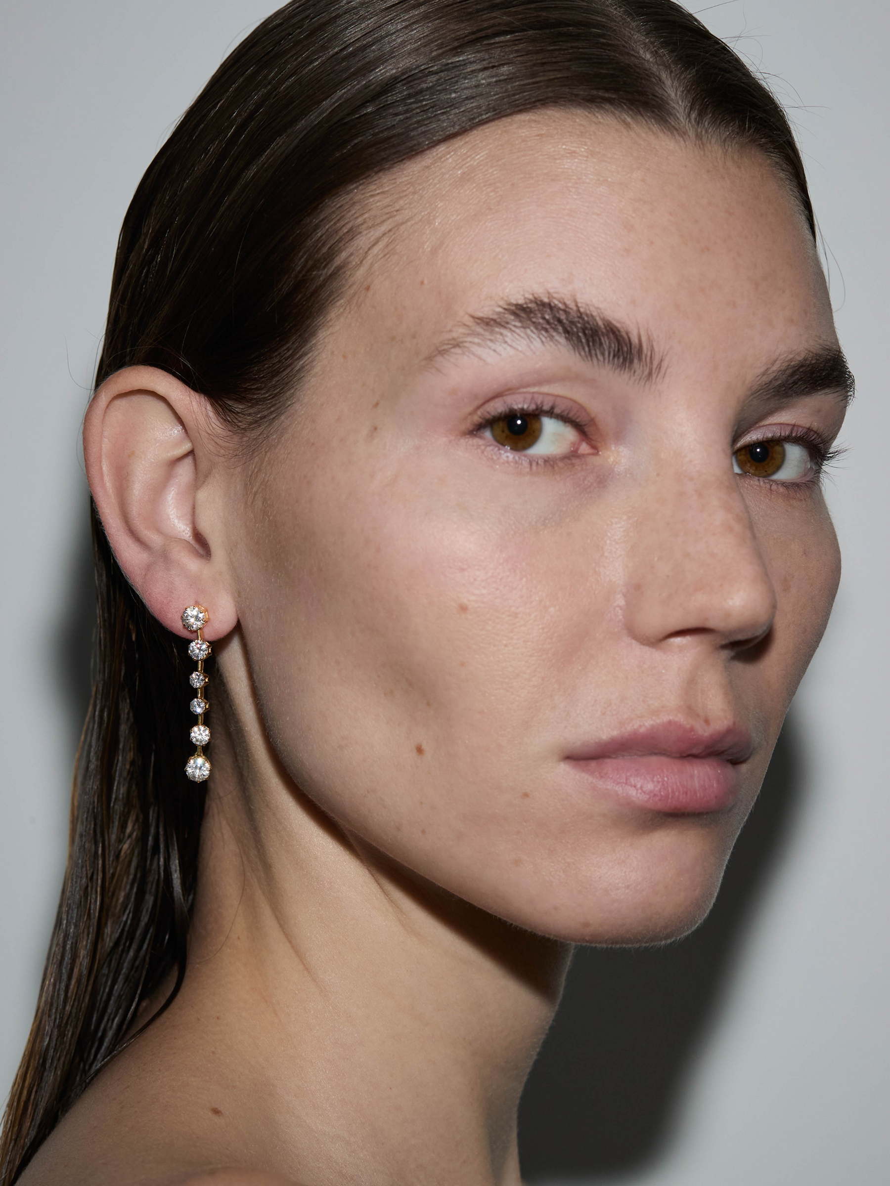 COLETTE 6-STONE DROP EARRINGS IN MOISSANITE, GOLD VERMEIL
