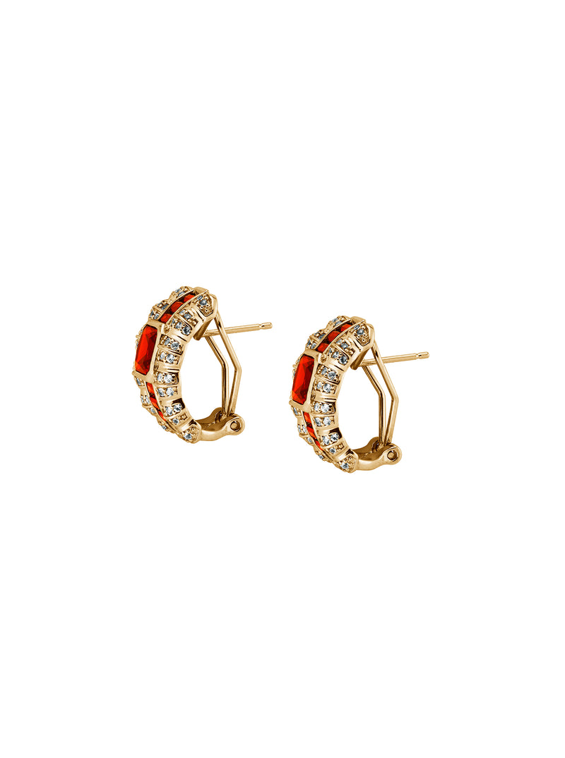 CRAWFORD, BAGUETTE AND ASSCHER LAB-GROWN RED SAPPHIRE EARRINGS