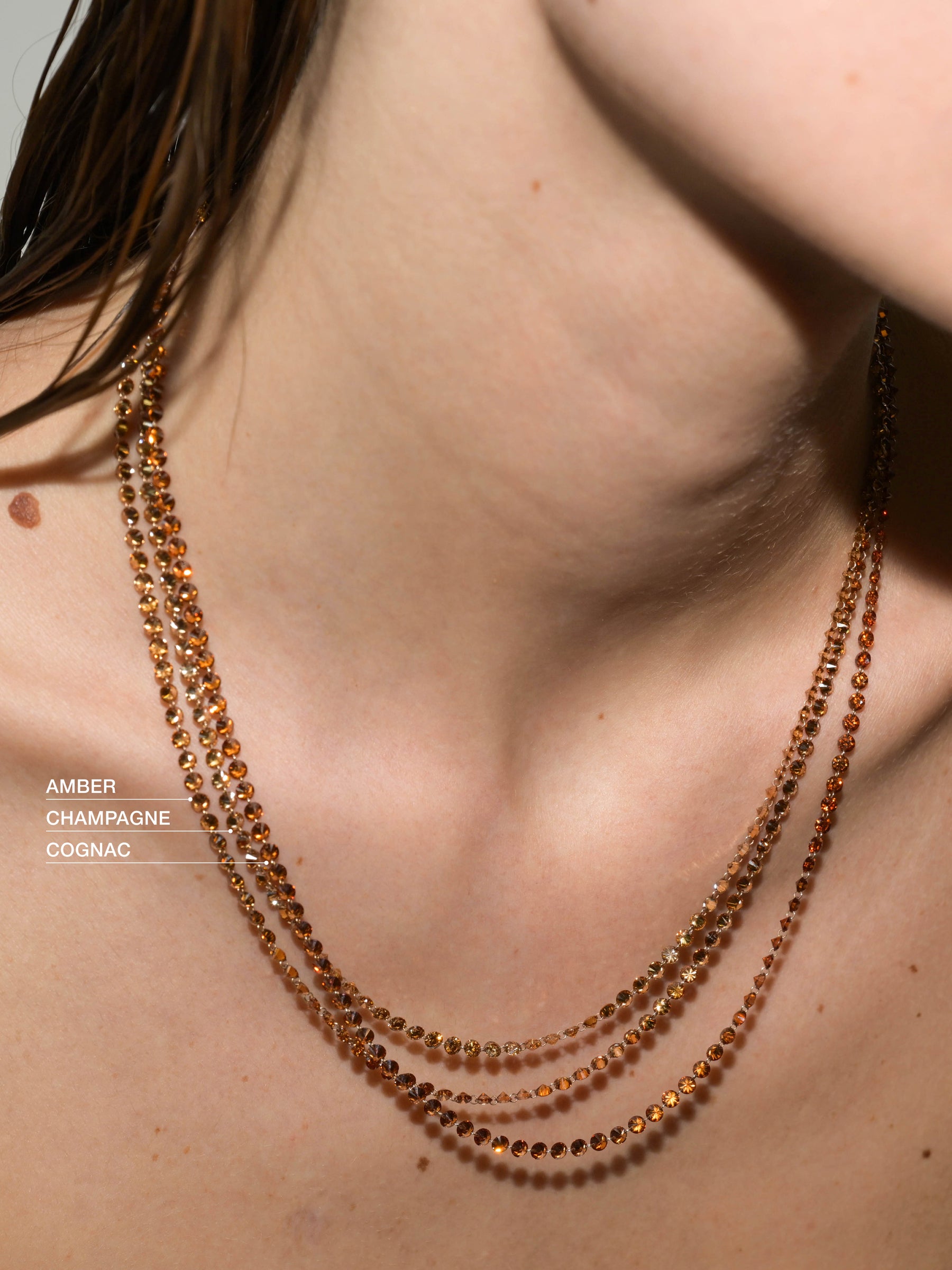 14K FLOATING ETERNITY NECKLACE IN COGNAC LAB DIAMOND, 14K YELLOW GOLD