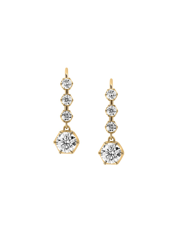 14K HENRIETTA 4-STONE DROP EARRINGS IN LAB DIAMOND