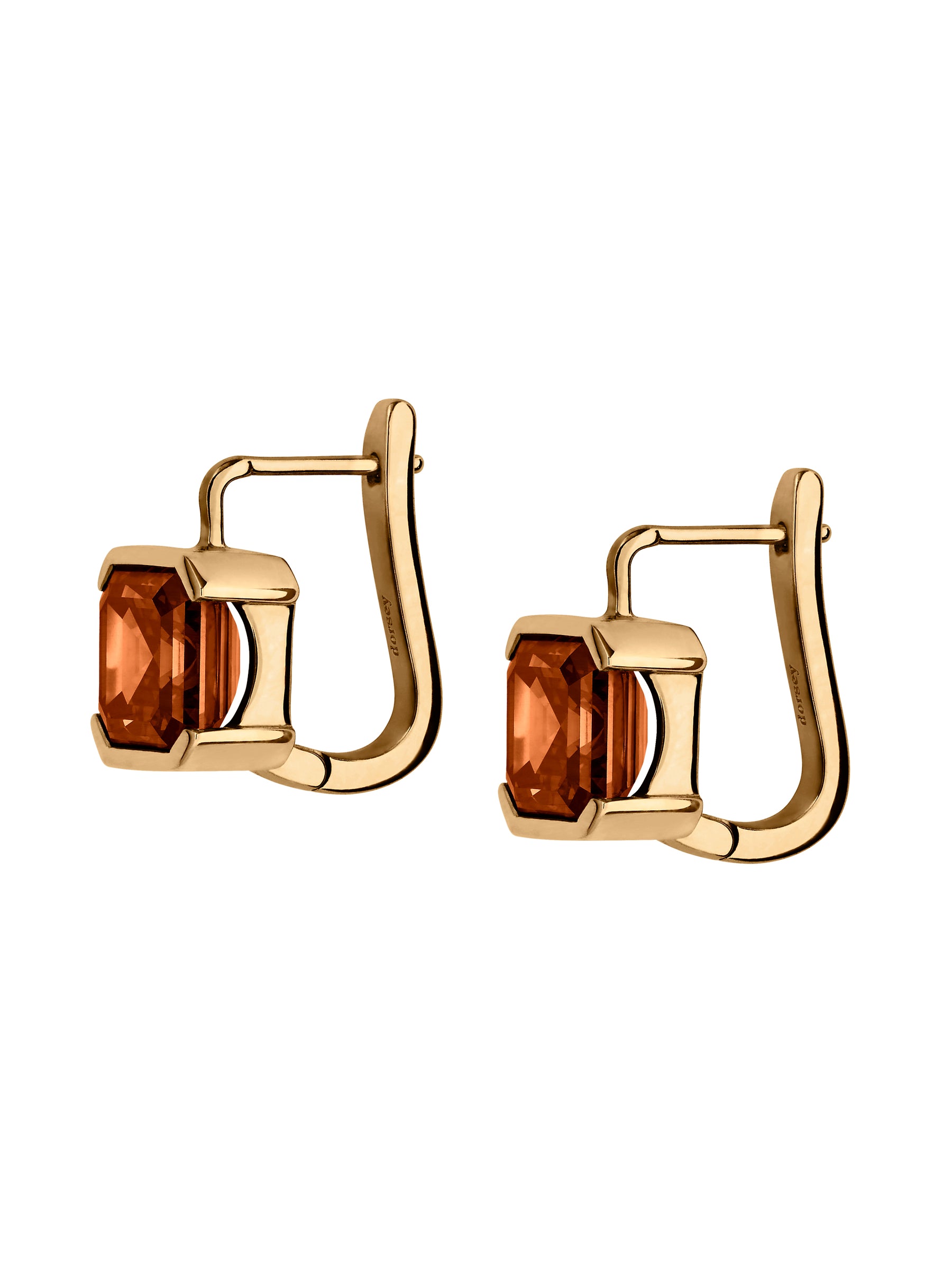 14K INÈS ASSCHER-CUT EARRINGS IN LAB COGNAC DIAMOND, 14K YELLOW GOLD
