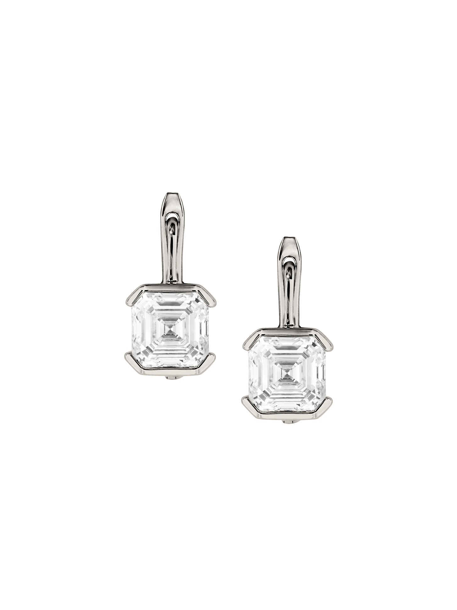 14K INÈS ASSCHER-CUT EARRINGS IN LAB DIAMOND, 14K WHITE GOLD