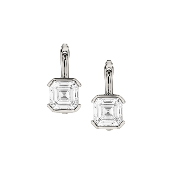 14K INÈS ASSCHER-CUT EARRINGS IN LAB DIAMOND, 14K WHITE GOLD – Dorsey