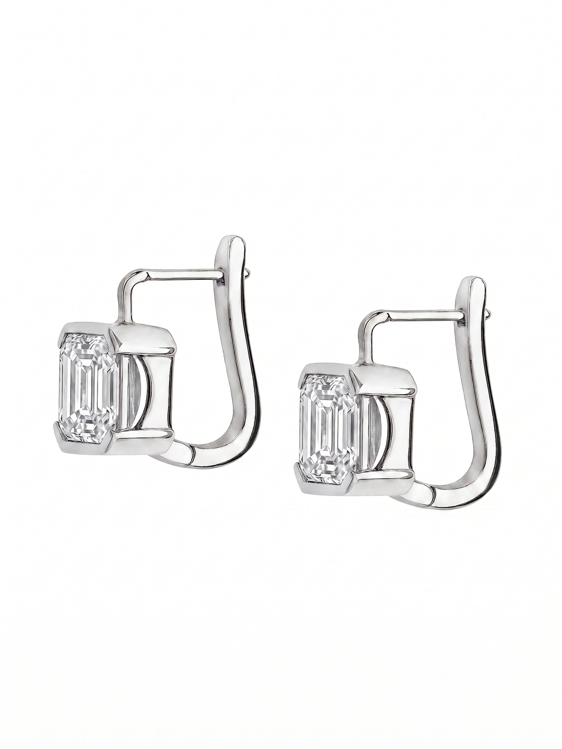 14K INÈS ASSCHER-CUT EARRINGS IN LAB DIAMOND, 14K WHITE GOLD