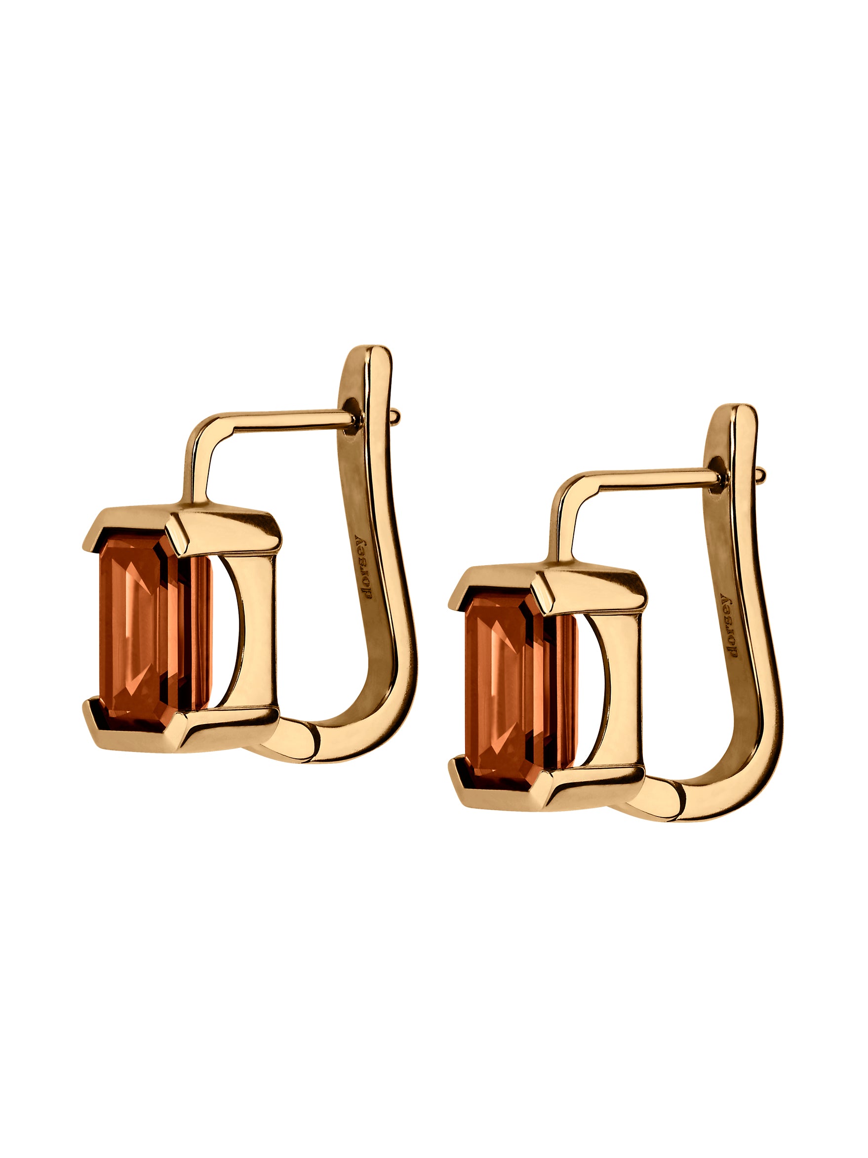 14K INÈS EMERALD-CUT EARRINGS IN LAB COGNAC DIAMOND, 14K YELLOW GOLD