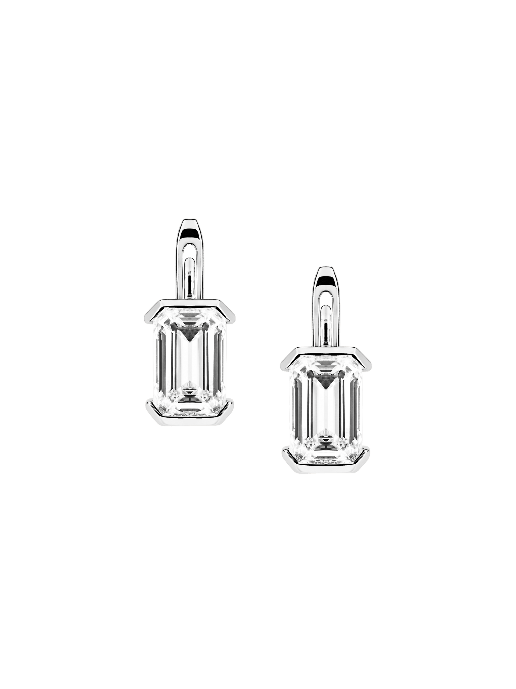 14K INÈS EMERALD-CUT EARRINGS IN LAB DIAMOND, 14K WHITE GOLD
