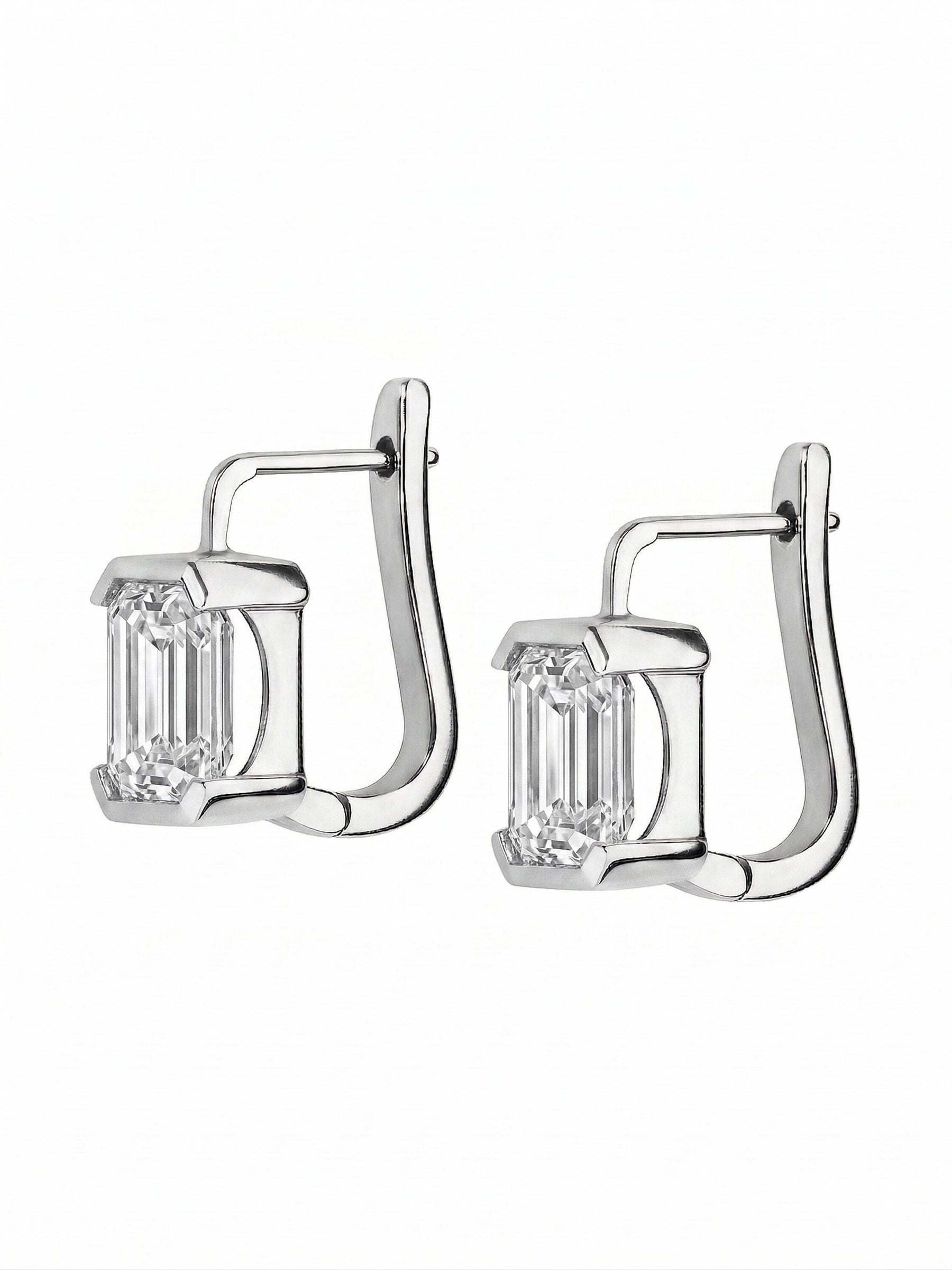 14K INÈS EMERALD-CUT EARRINGS IN LAB DIAMOND, 14K WHITE GOLD