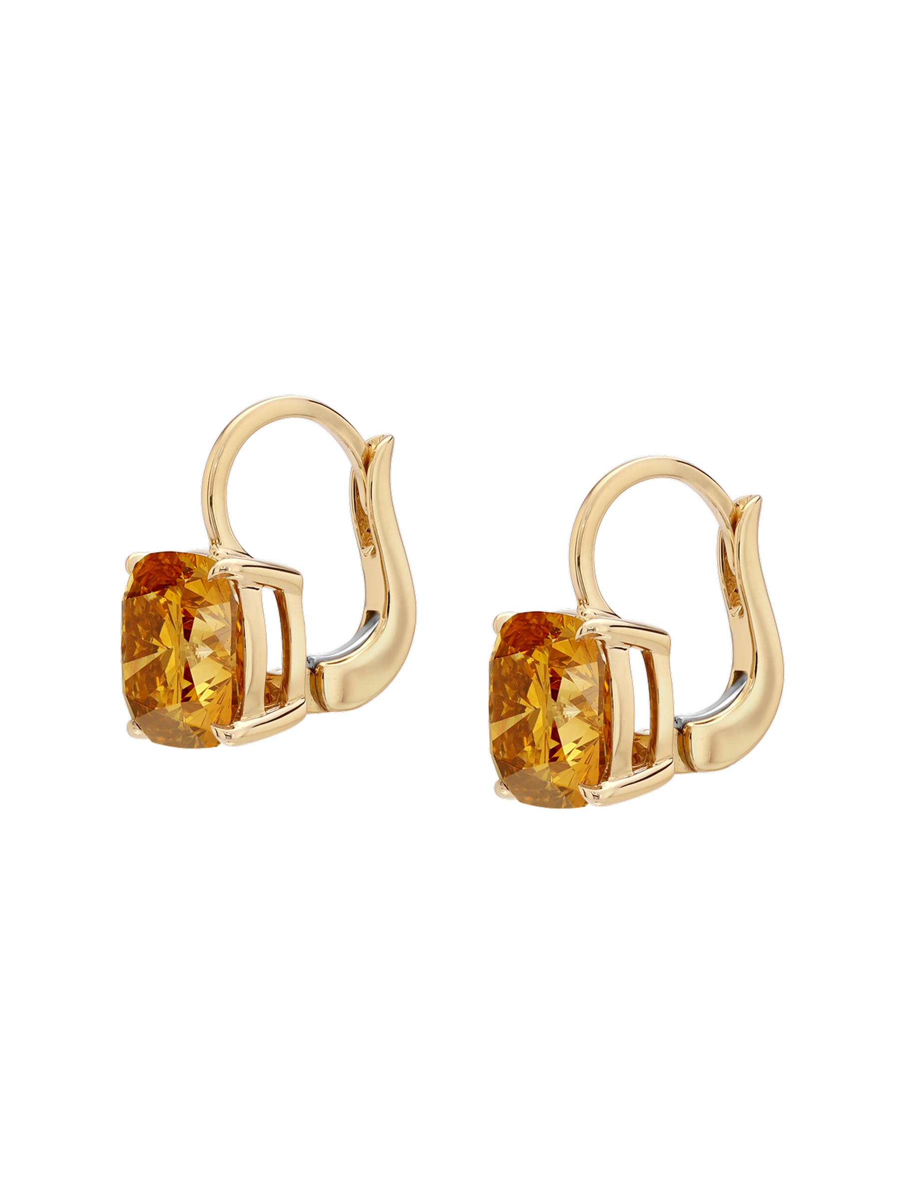 14K ALIENOR CUSHION-CUT EARRINGS IN AMBER LAB DIAMOND, 14K YELLOW GOLD