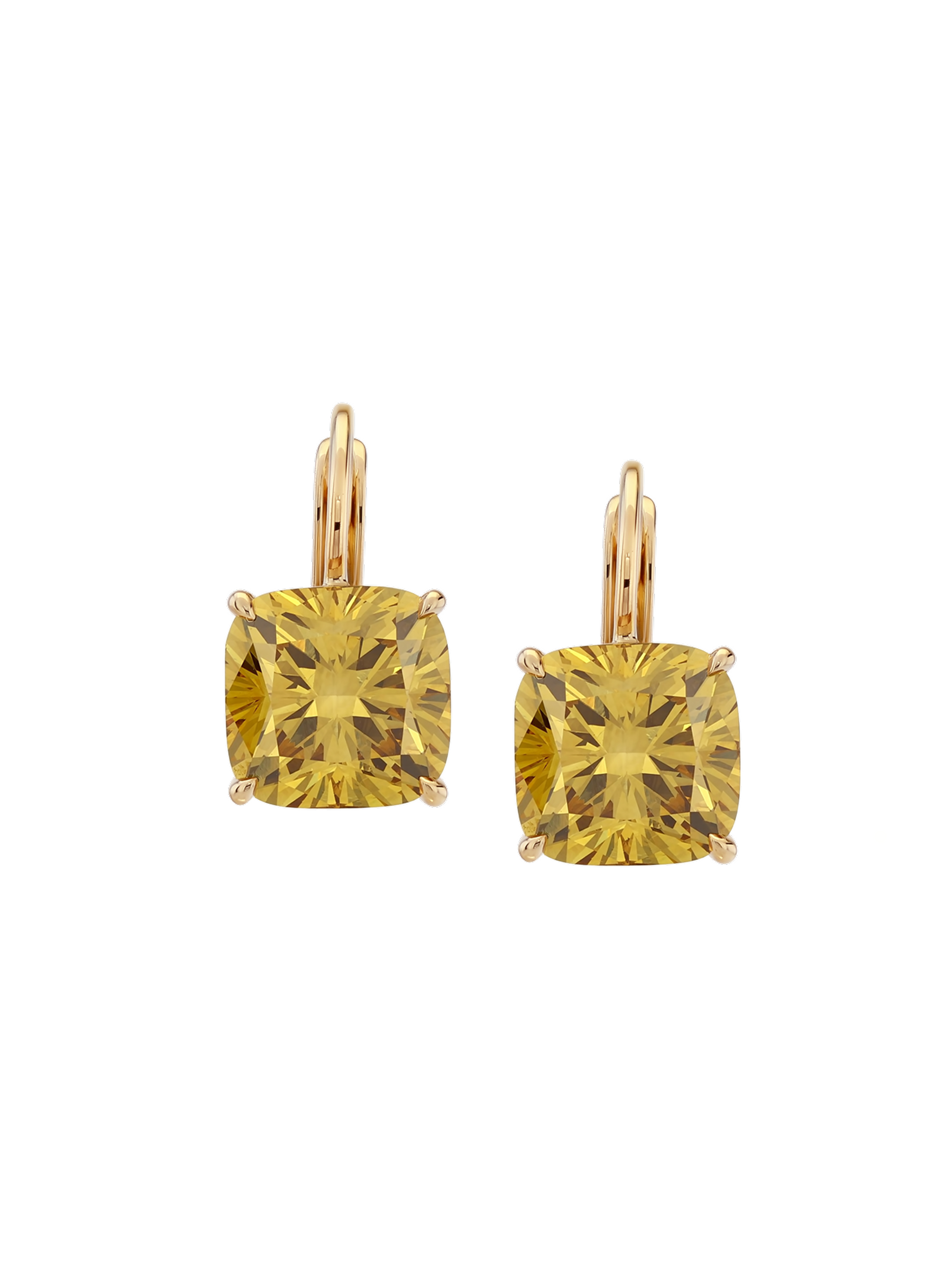 14K ALIENOR CUSHION-CUT EARRINGS IN CHAMPAGNE LAB DIAMOND, 14K YELLOW GOLD