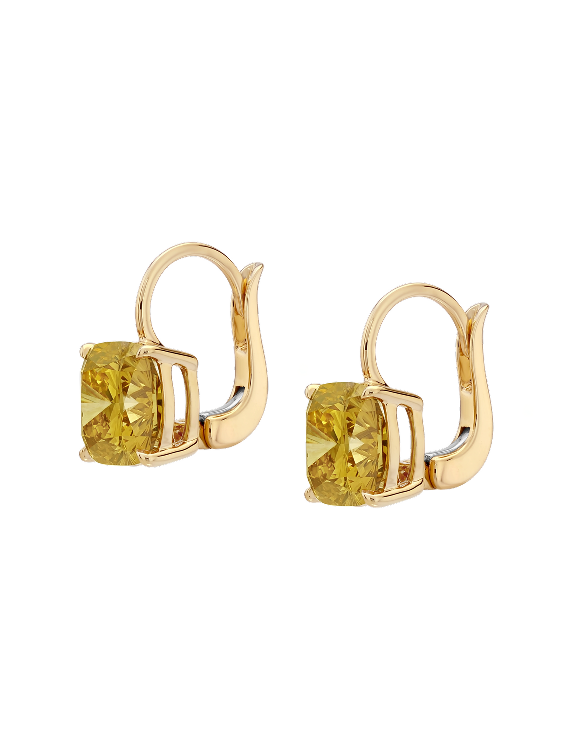 14K ALIENOR CUSHION-CUT EARRINGS IN CHAMPAGNE LAB DIAMOND, 14K YELLOW GOLD