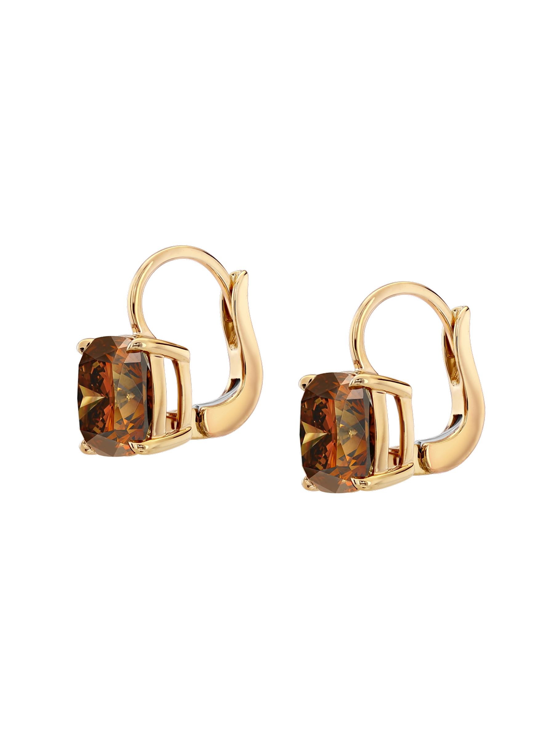 14K ALIENOR CUSHION-CUT EARRINGS IN COGNAC LAB DIAMOND, 14K YELLOW GOLD