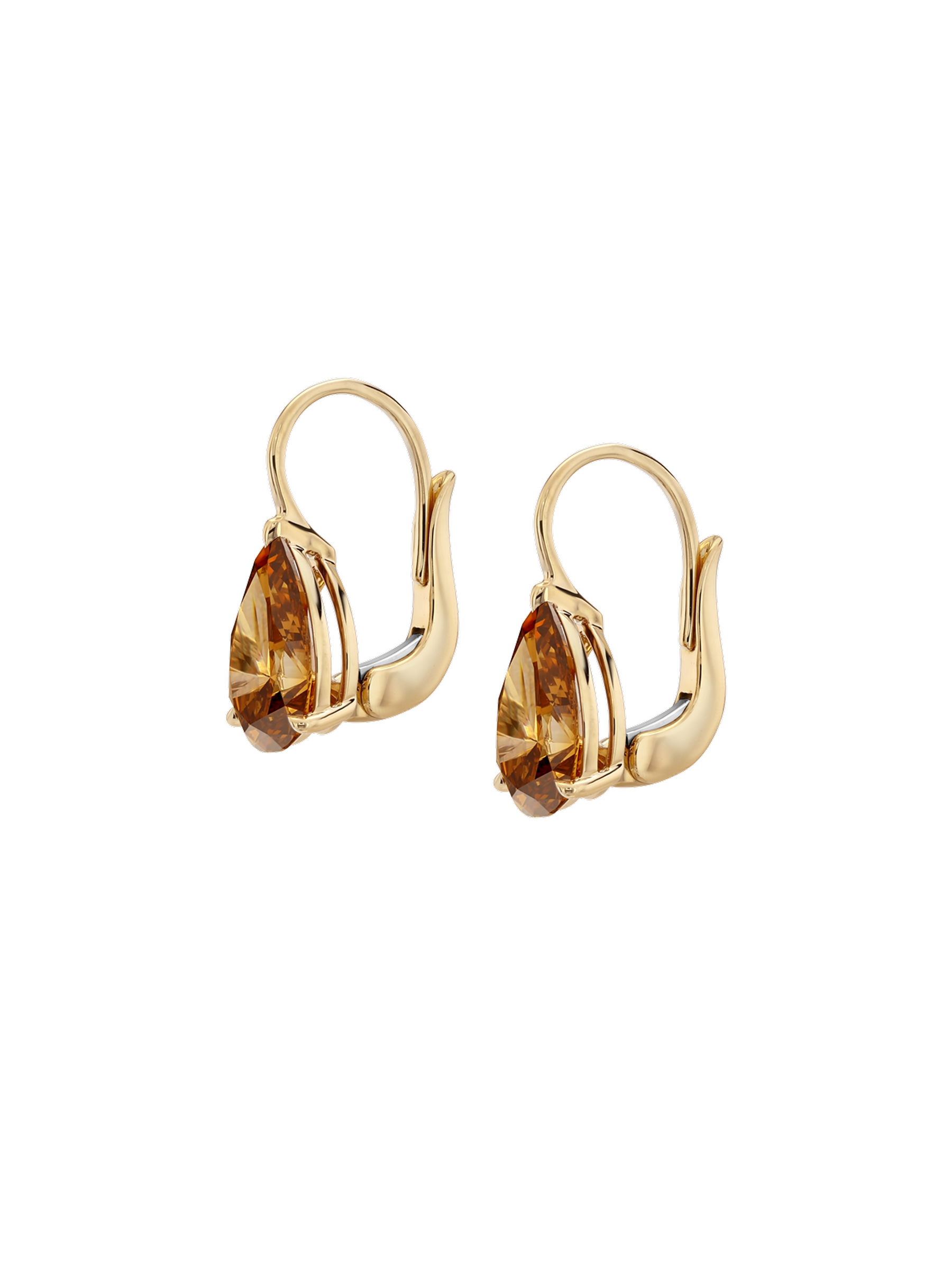 14K ALIENOR PEAR-CUT EARRINGS IN AMBER LAB DIAMOND, 14K YELLOW GOLD