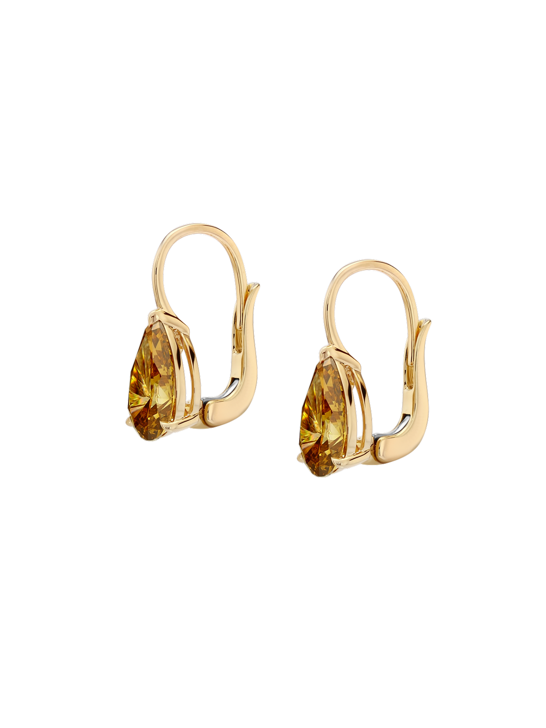 14K ALIENOR PEAR-CUT EARRINGS IN CHAMPAGNE LAB DIAMOND, 14K YELLOW GOLD