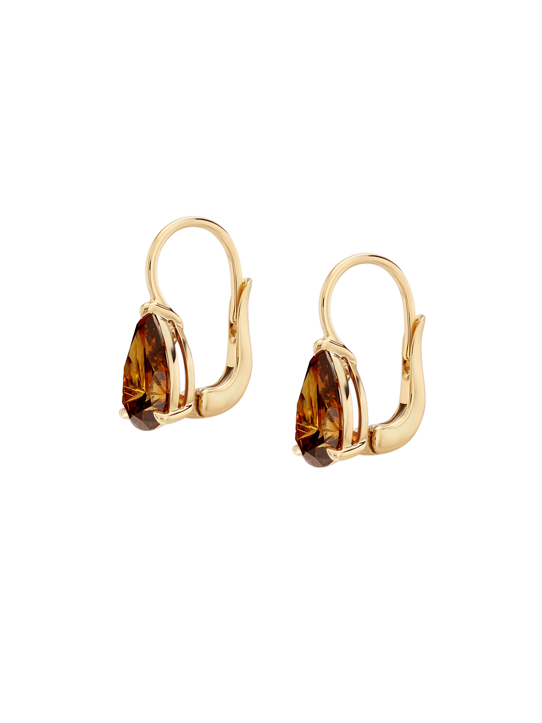 14K ALIENOR PEAR-CUT EARRINGS IN COGNAC LAB DIAMOND, 14K YELLOW GOLD