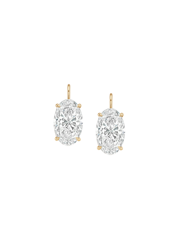 14K MARIE OVAL-CUT EARRINGS IN LAB DIAMOND, 14K YELLOW GOLD