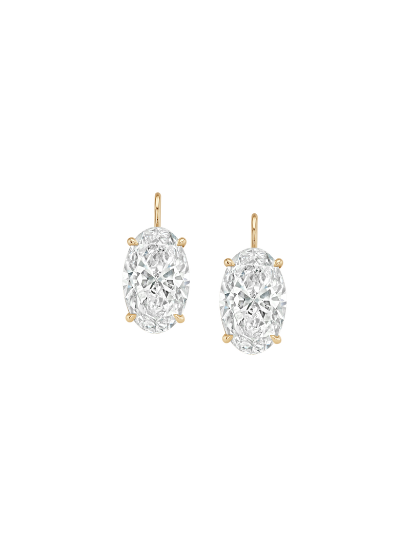 14K MARIE OVAL-CUT EARRINGS IN LAB DIAMOND, 14K YELLOW GOLD